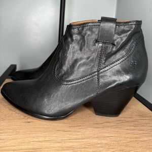 Frye Black Leather Ankle Booties